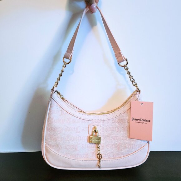 Juicy Couture Baby Pink Shoulder Bag | NWT | Y2K Coquette w/ Gold Lock - Picture 2 of 15